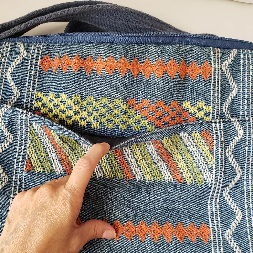 Vintage Lucky Brand Denim Embroidered Laptop Bag